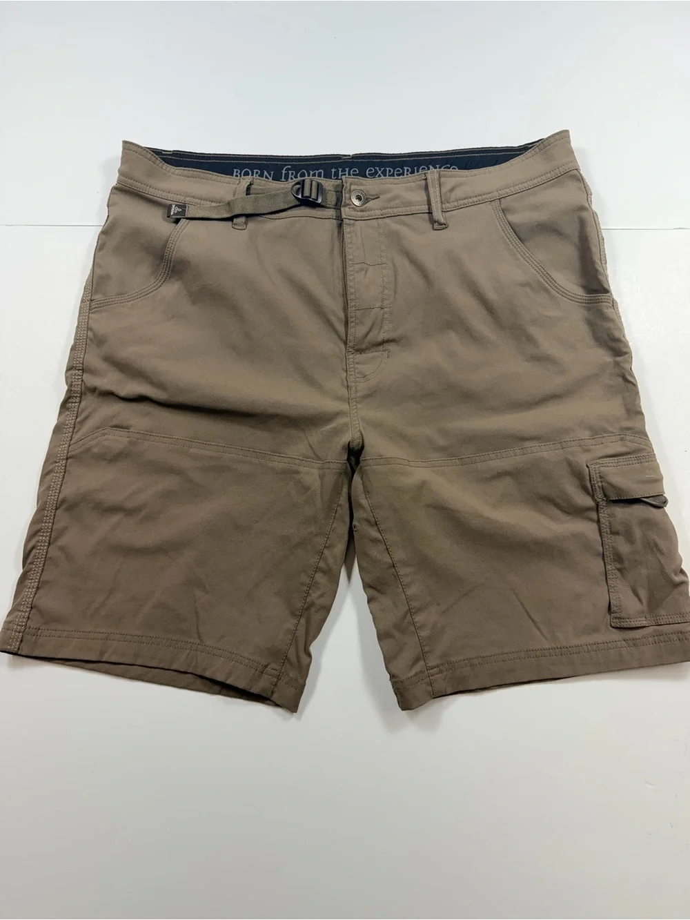 Prana Men's Khaki Brown Cargo Shorts with Belt Detail size 38